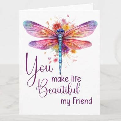 (image for) Beautiful Life Colorful Dragonfly Notecards (8)